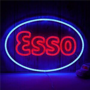 Esso Oil Gasoline LED Neon Sign Gas Shop Garage Decor Bar Man Cave Wall Mechanix